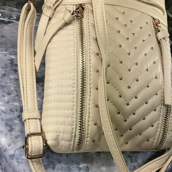 Melie Bianco Beige Sm. Shoulder Bag 7”W x 9”H w/24” Adjustable Shoulder Strap - Picture 2 of 12